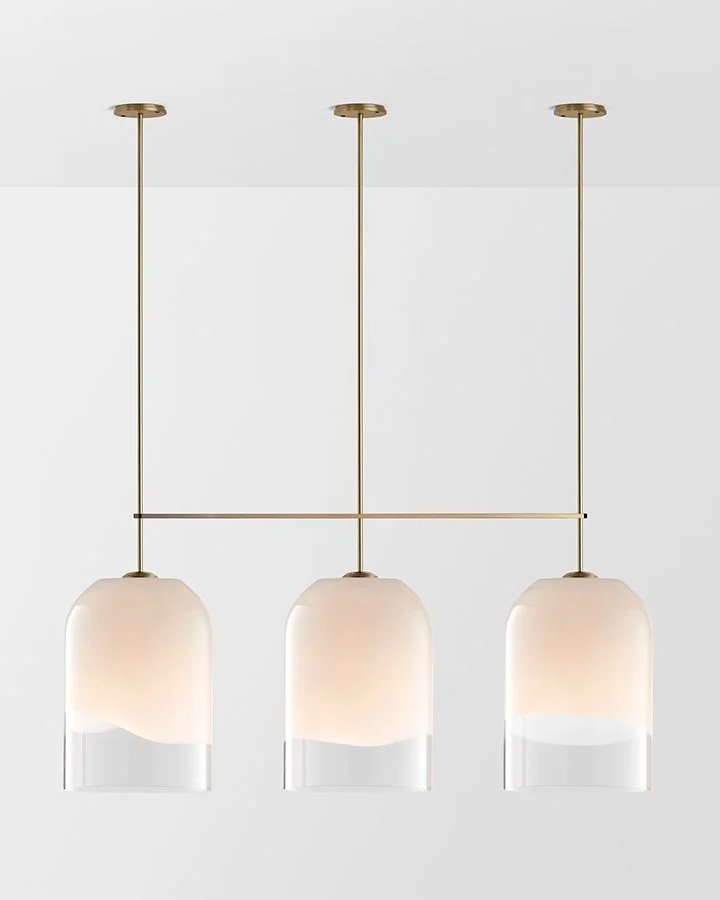 MONI EXTRA LARGE TRIPLE PENDANT - BRASS / CLEAR + WHITE