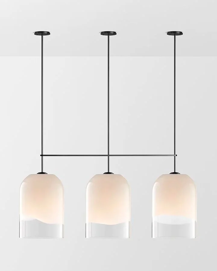 MONI EXTRA LARGE TRIPLE PENDANT - BLACK ELECTROPLATE / CLEAR + WHITE