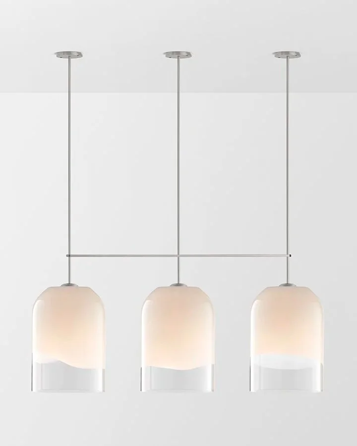 MONI EXTRA LARGE TRIPLE PENDANT - SATIN NICKEL / CLEAR + WHITE