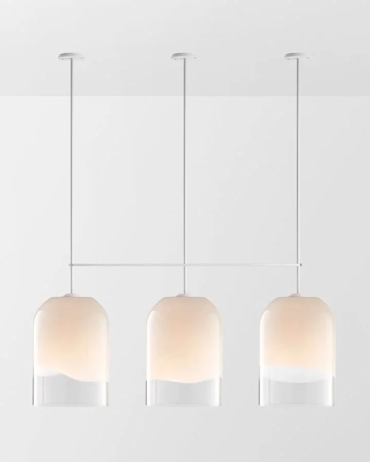 MONI EXTRA LARGE TRIPLE PENDANT - WHITE POWDER COAT / CLEAR + WHITE