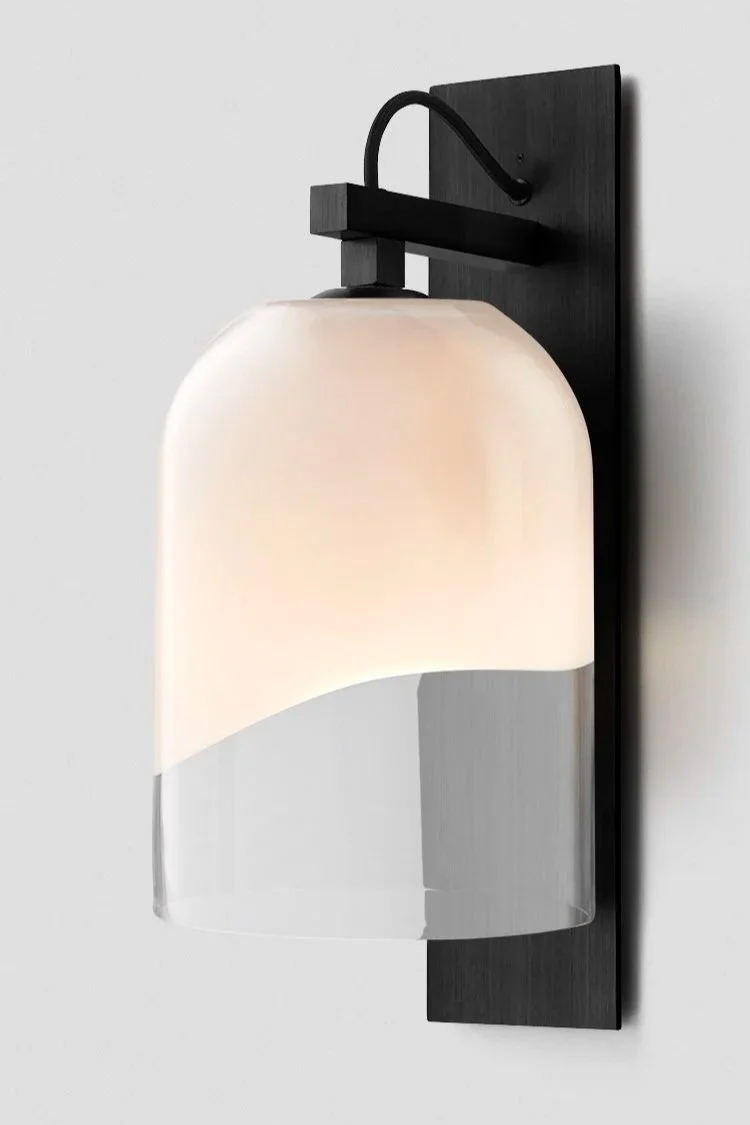 MONI INTERIOR WALL SCONCE - BLACK ELECTROPLATE / CLEAR + WHITE