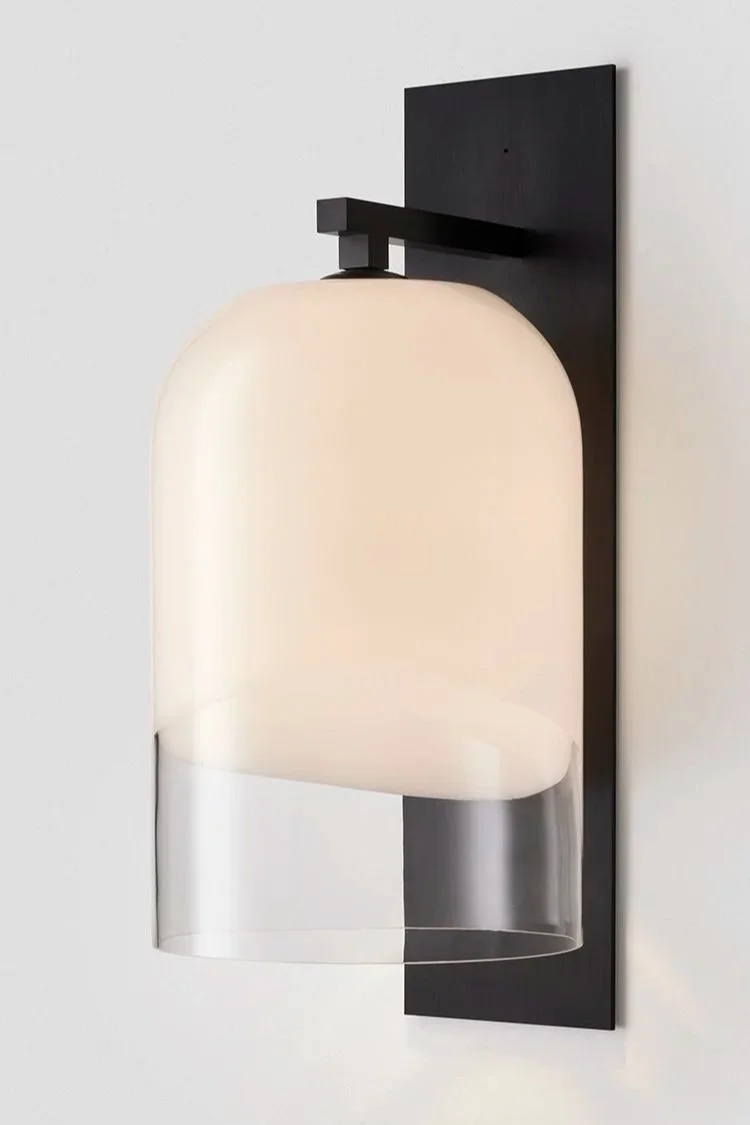 MONI EXTERIOR EXTRA LARGE WALL SCONCE - ANODISED BLACK / CLEAR + WHITE