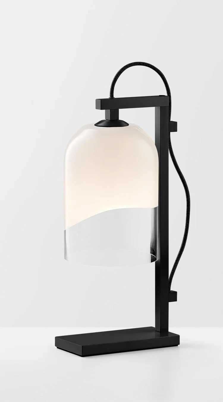 MONI TABLE LAMP - BLACK POWDER COAT / CLEAR + WHITE
