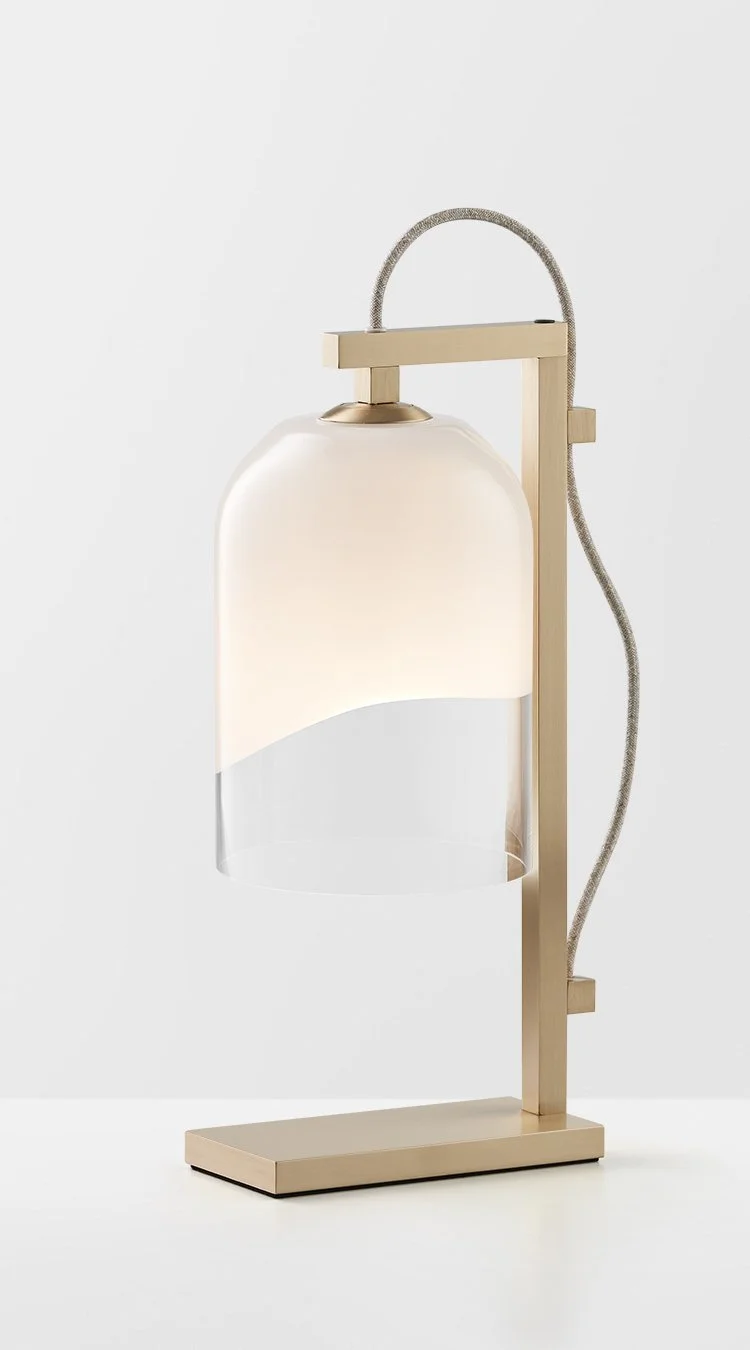 MONI TABLE LAMP - BRASS / CLEAR + WHITE