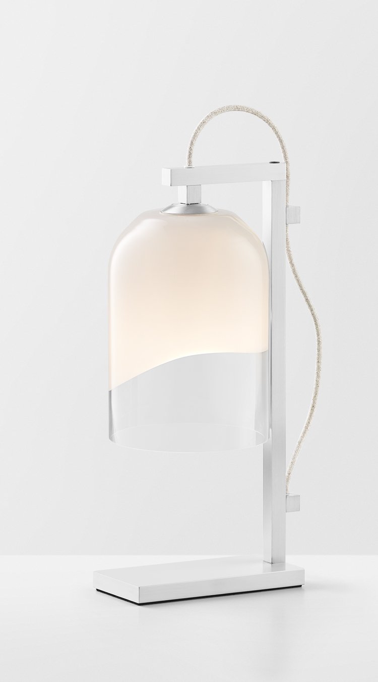 MONI TABLE LAMP - WHITE POWDER COAT / CLEAR + WHITE