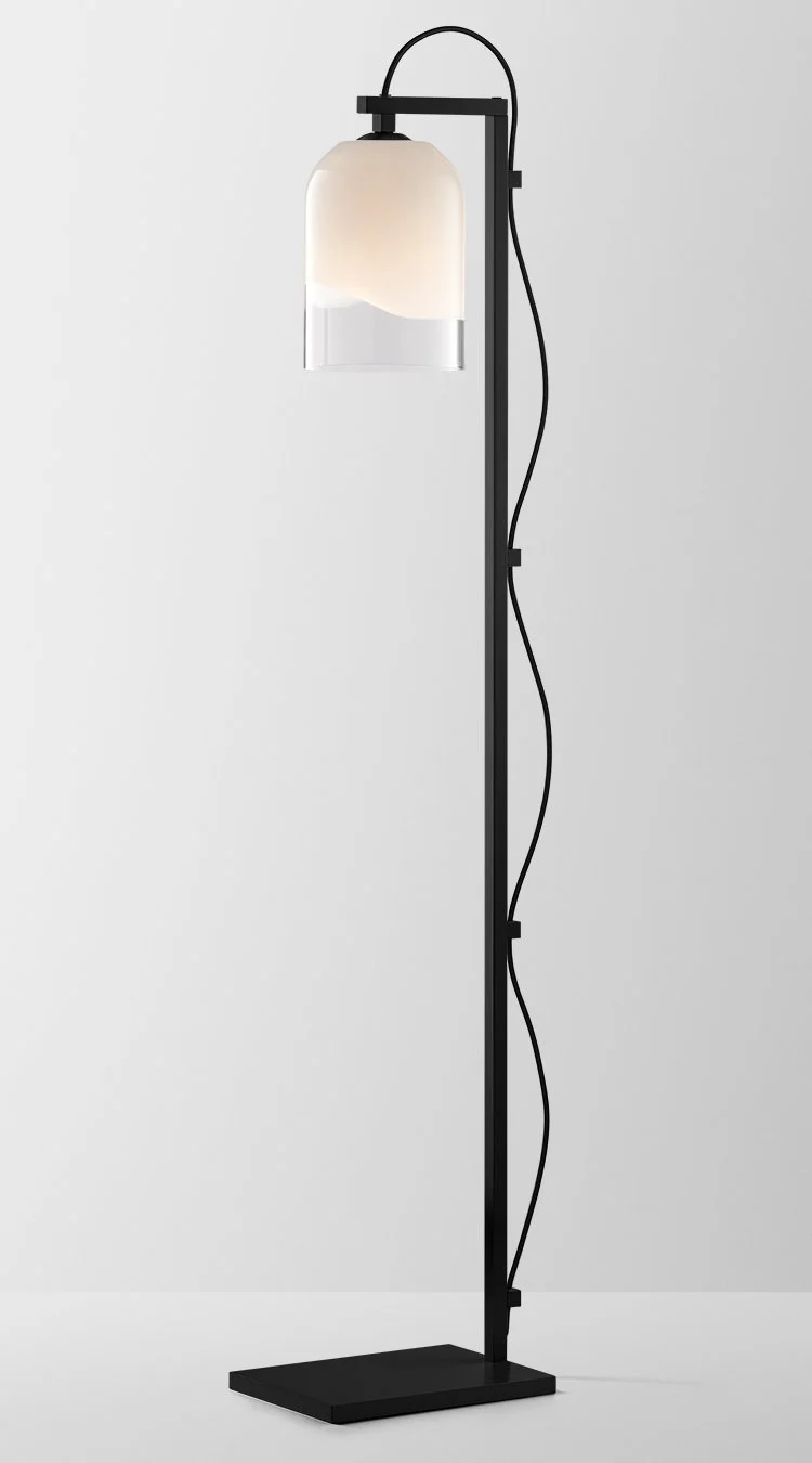 MONI FLOOR LAMP - BLACK POWDER COAT / CLEAR + WHITE