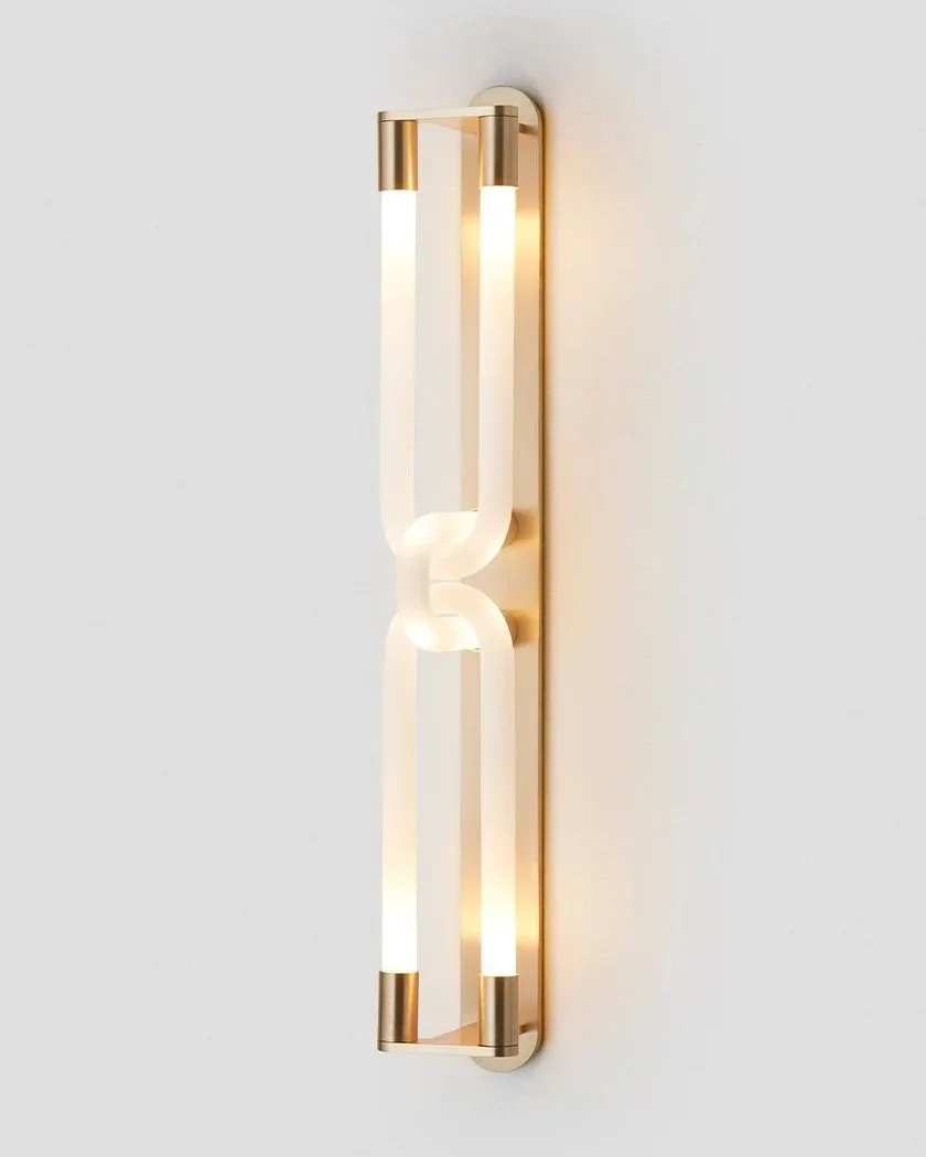 LOOPI DOUBLE WALL SCONCE - BRASS / SNOW