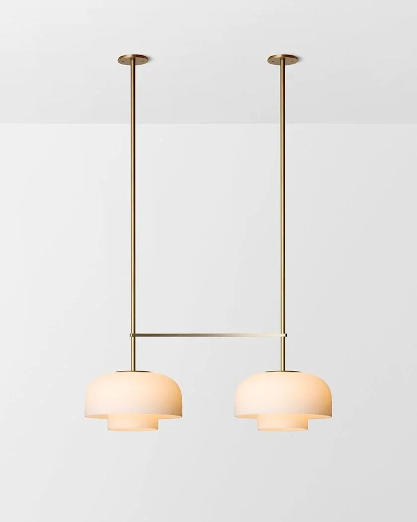 ROLO DOUBLE DOWN DOUBLE PENDANT - LARGE - BRASS / SNOW