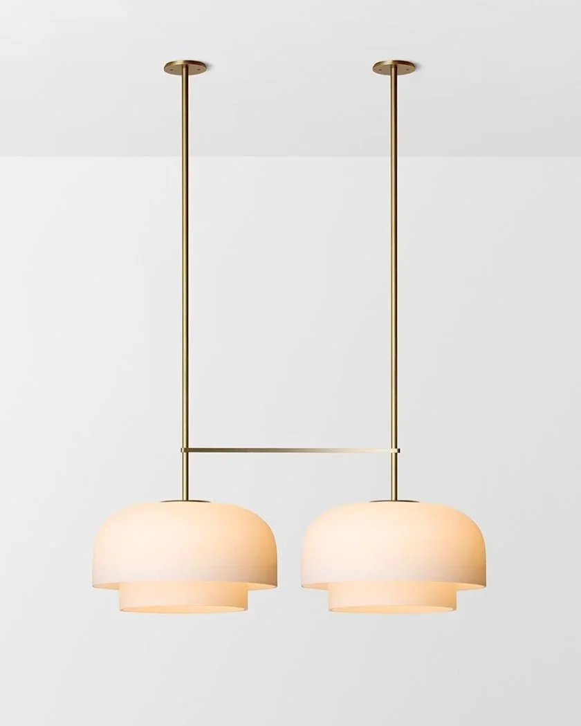 ROLO DOUBLE DOWN DOUBLE PENDANT - EXTRA LARGE - BRASS / SNOW