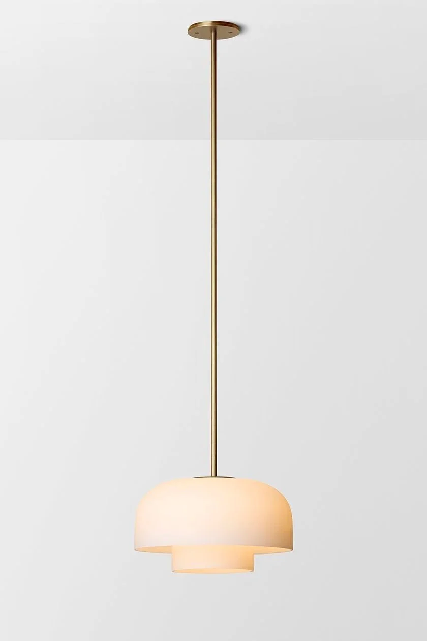 ROLO DOUBLE DOWN SINGLE PENDANT - LARGE - BRASS / SNOW