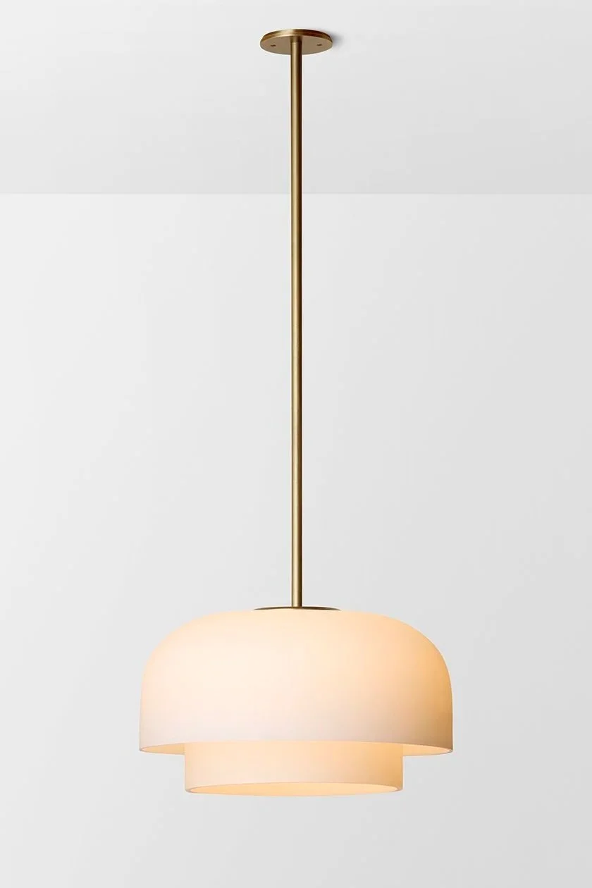 ROLO DOUBLE DOWN SINGLE PENDANT - EXTRA LARGE - BRASS / SNOW
