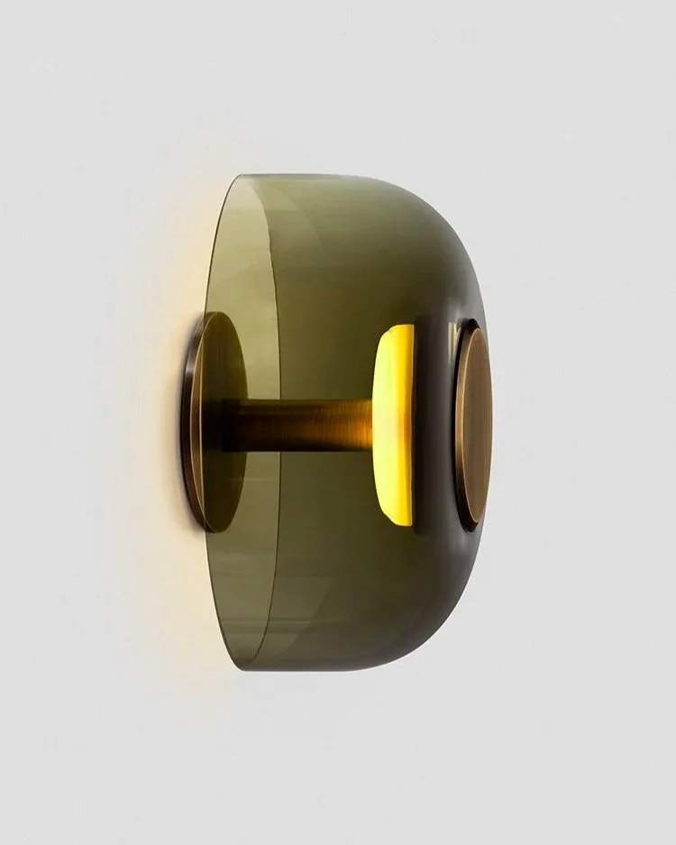 ROLO INTERIOR BACKWARD FACING WALL SCONCE - MEDIUM - BRONZE / SMOKE