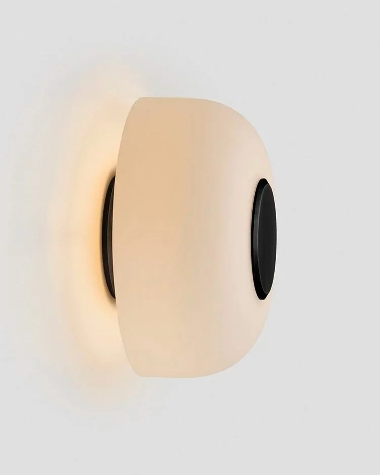 ROLO EXTERIOR BACKWARD FACING WALL SCONCE - MEDIUM - ANODISED BLACK / SNOW
