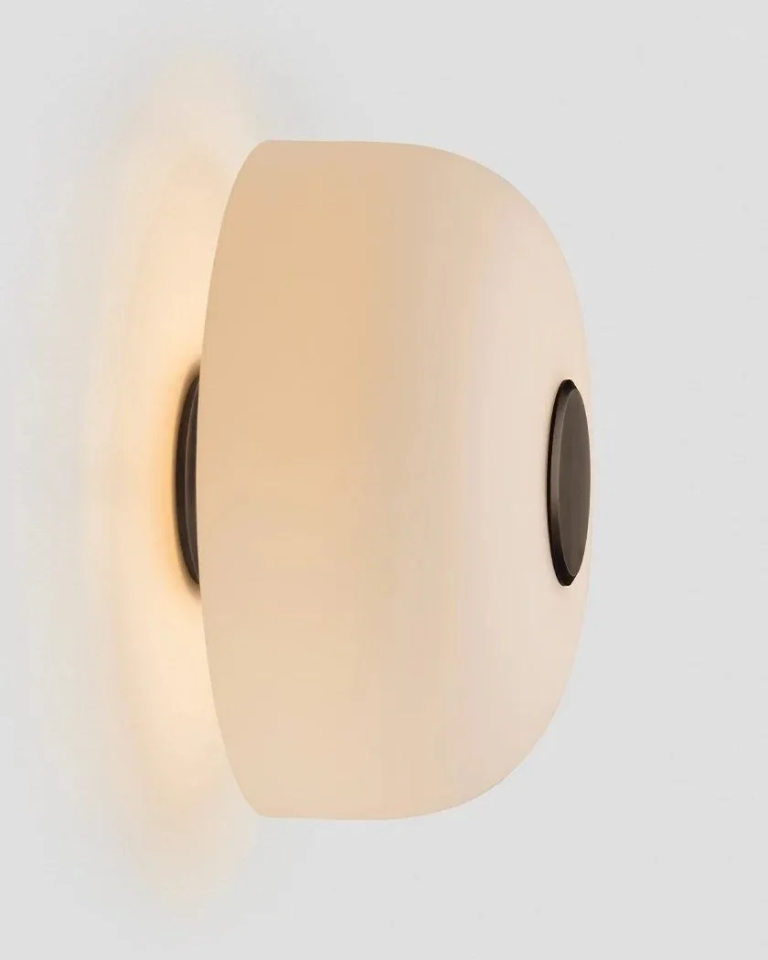 ROLO EXTERIOR BACKWARD FACING WALL SCONCE - LARGE - ANODISED BRONZE/ SNOW