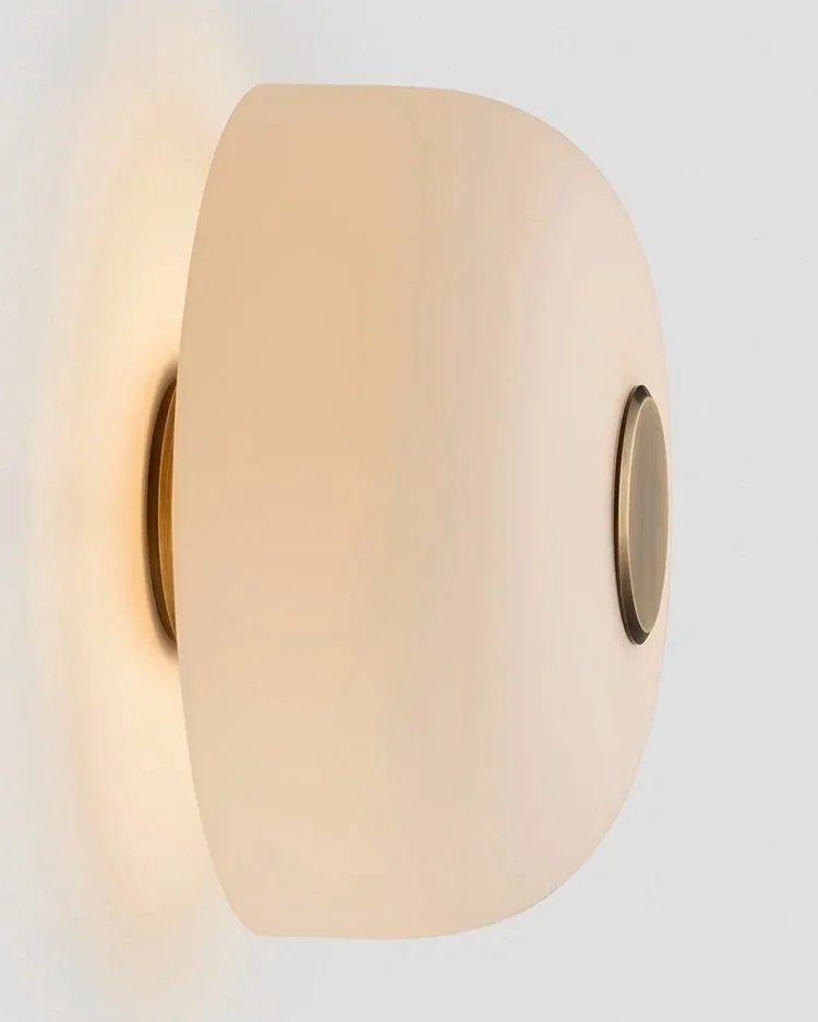 ROLO INTERIOR BACKWARD FACING WALL SCONCE - LARGE - BRONZE/ SNOW