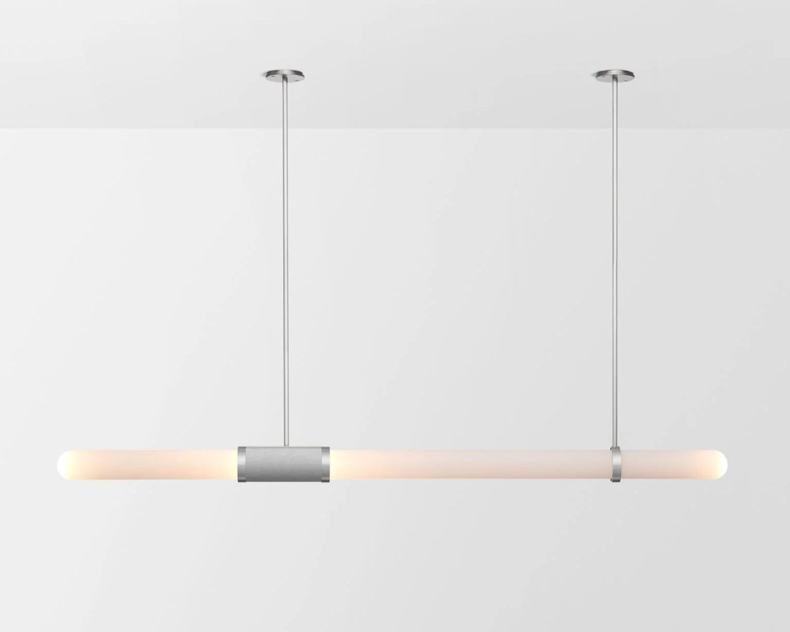 SCANDAL LONG PENDANT - SATIN NICKEL / SNOW / SILVER MESH INLAY