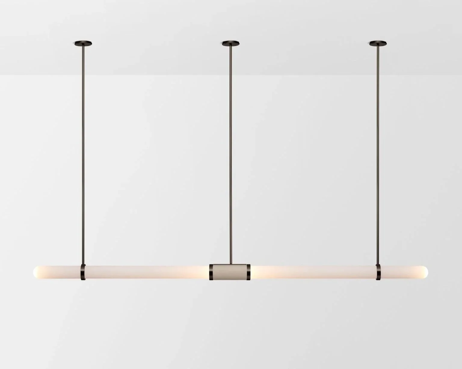 SCANDAL EXTRA LONG PENDANT - BRONZE / SNOW / LATTE LEATHER INLAY