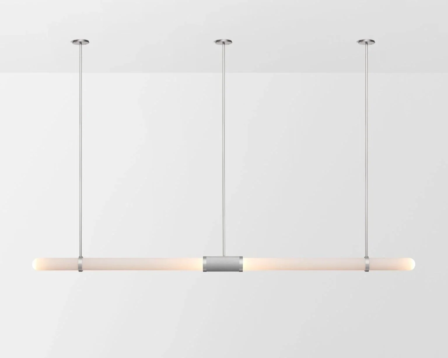 SCANDAL EXTRA LONG PENDANT - SATIN NICKEL / SNOW / SILVER MESH INLAY