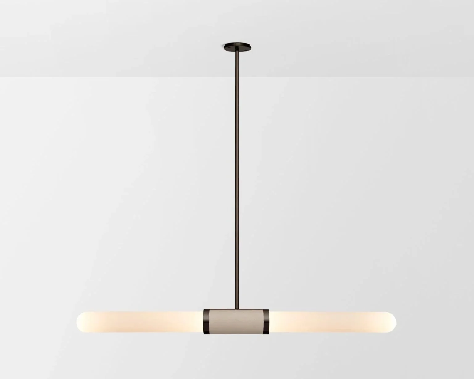 SCANDAL SHORT PENDANT - BRONZE / SNOW / LATTE LEATHER INLAY