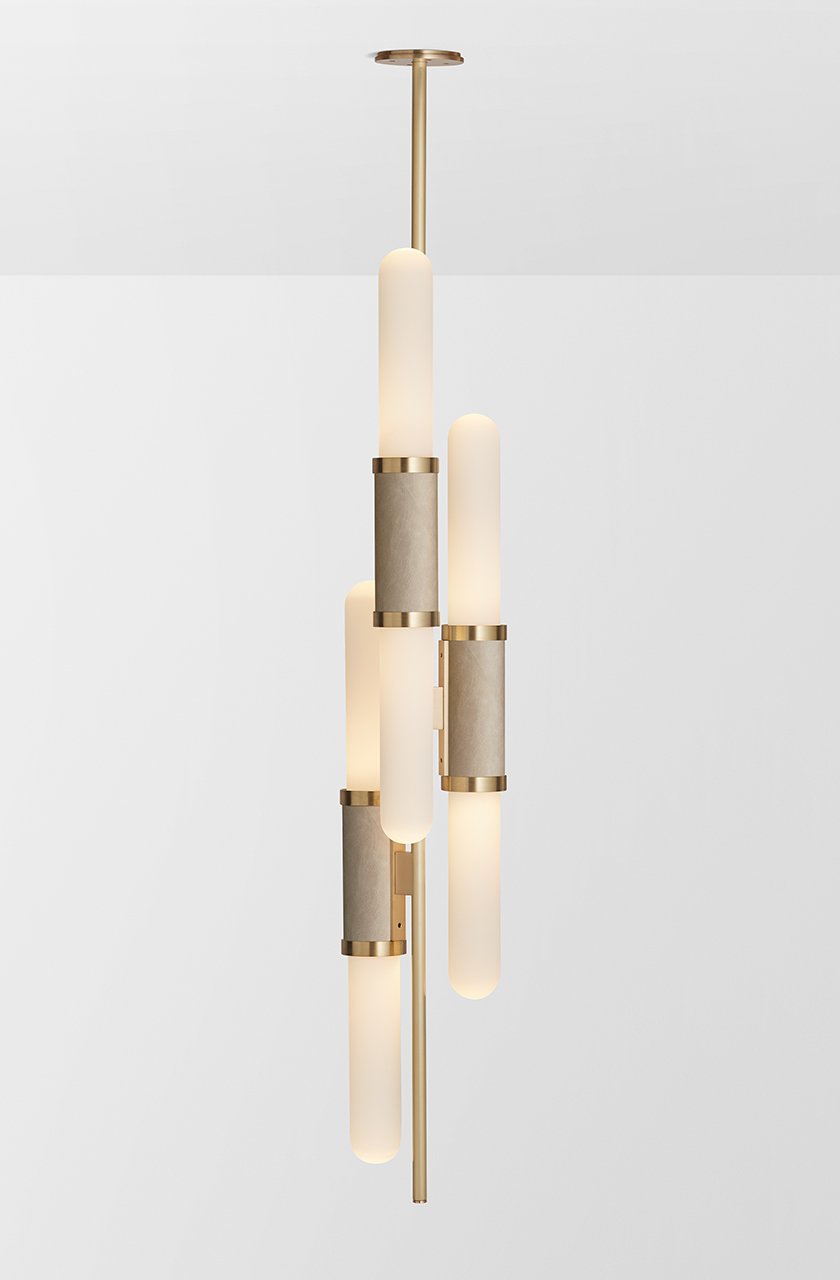 SCANDAL STAGGERED PENDANT - BRASS / SNOW / LATTE LEATHER