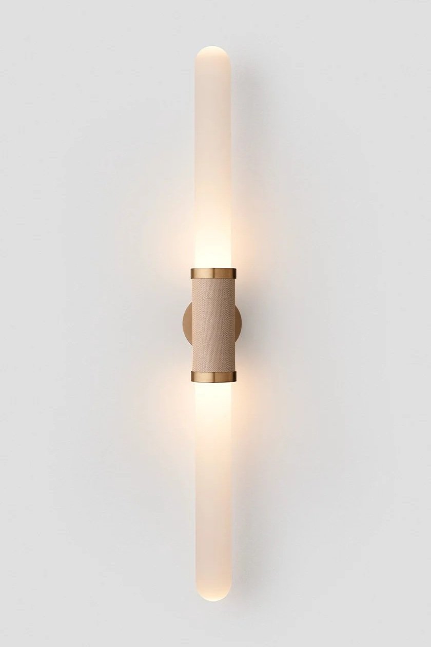 SCANDAL TALL WALL SCONCE - BRASS / SNOW / BRASS MESH 