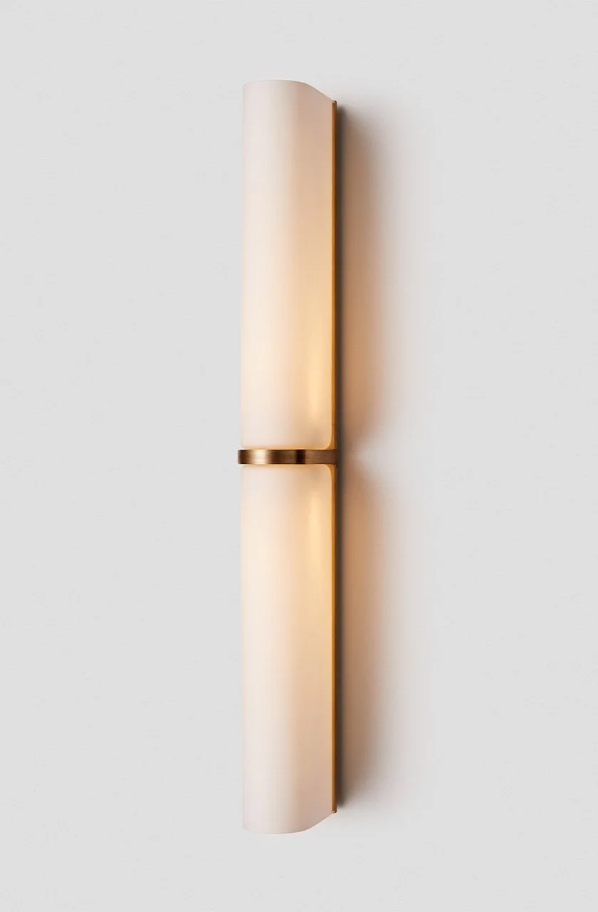 SLIM END TO END EXTRA LARGE WALL SCONCE - BRASS / SNOW
