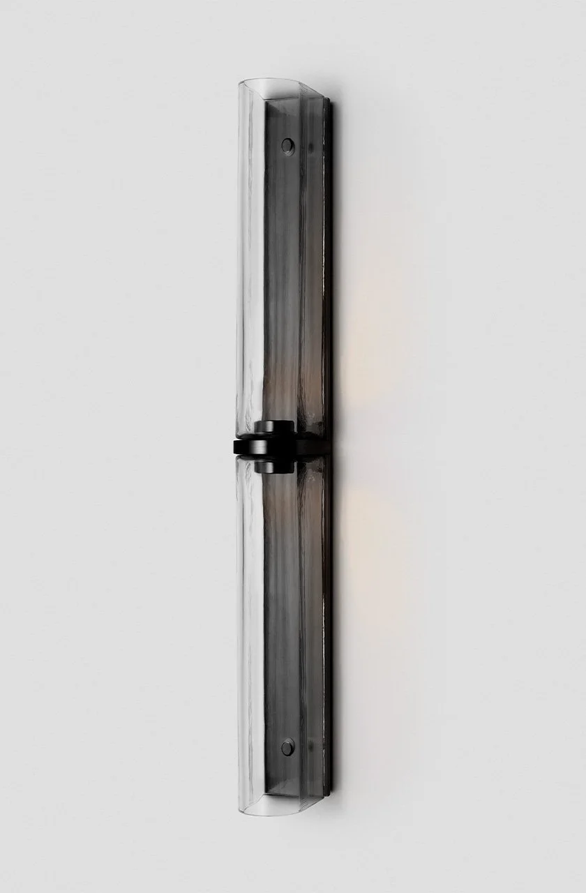 SLIM END TO END EXTRA LARGE WALL SCONCE - BLACK ELECTROPLATE / CLEAR