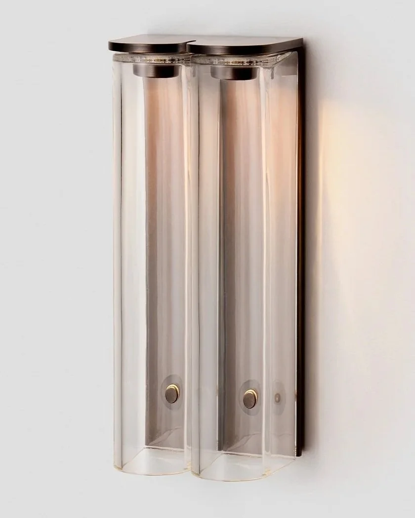 SLIM SIDE BY SIDE WALL SCONCE - BRONZE / CLEAR