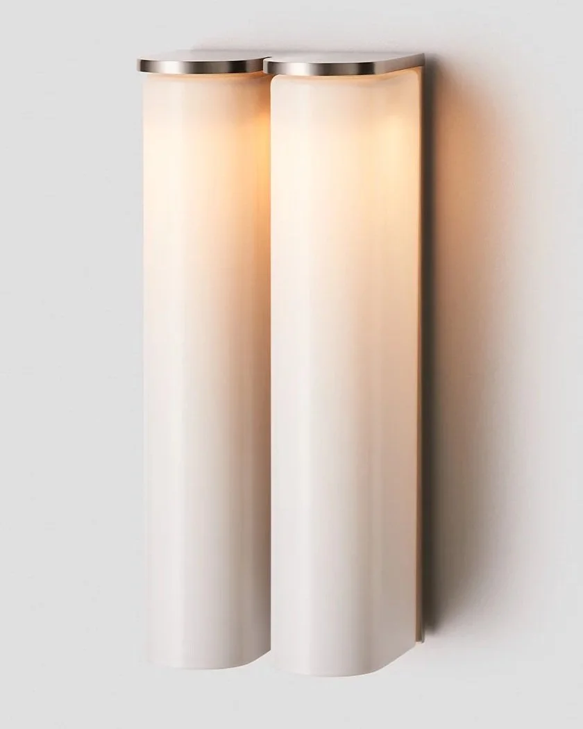 SLIM SIDE BY SIDE WALL SCONCE - SATIN NICKEL / SNOW