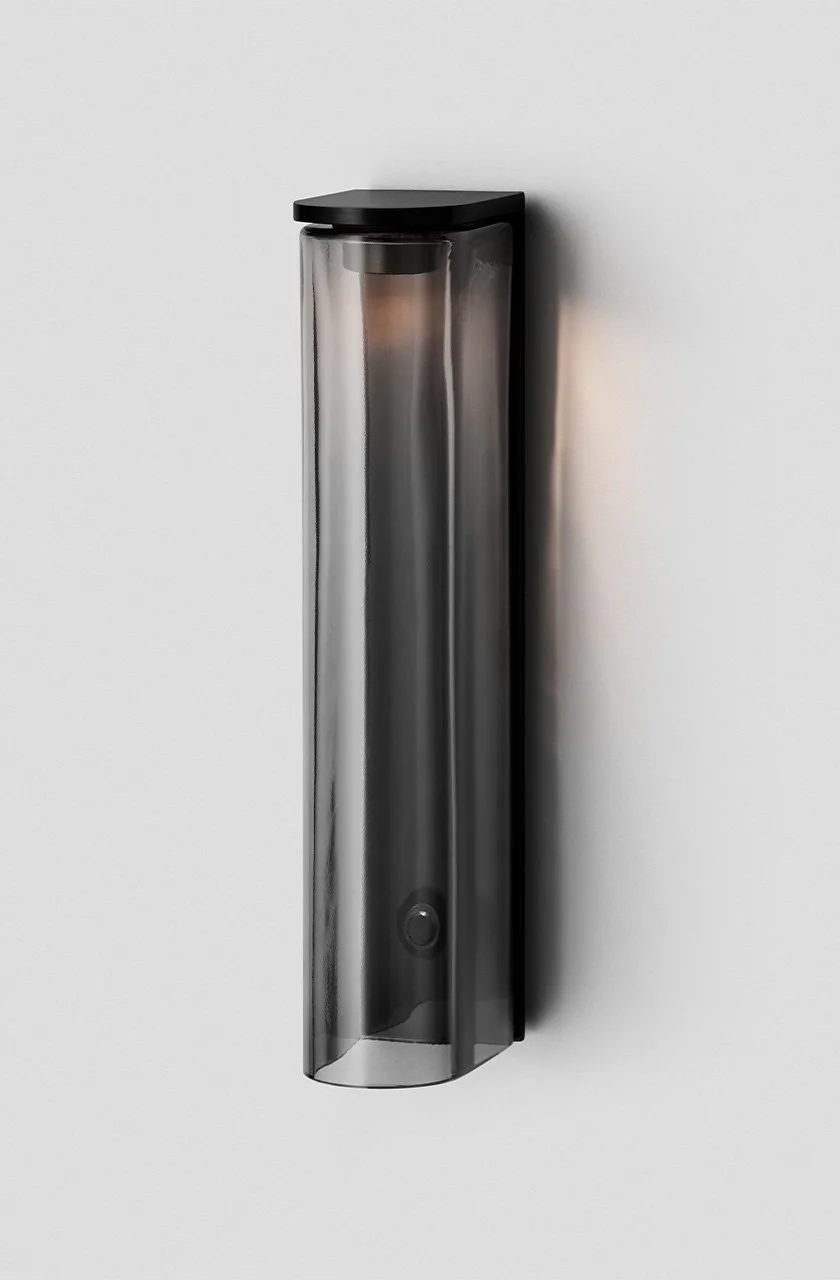 SLIM LARGE WALL SCONCE - INTERIOR - BLACK ELECTROPLATE / GREY