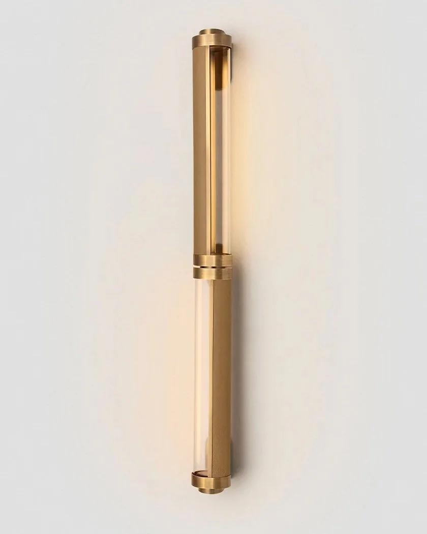 SWIVEL DOUBLE SCONCE - MEDIUM + MEDIUM - BRONZE / NOUGAT LEATHER INLAY