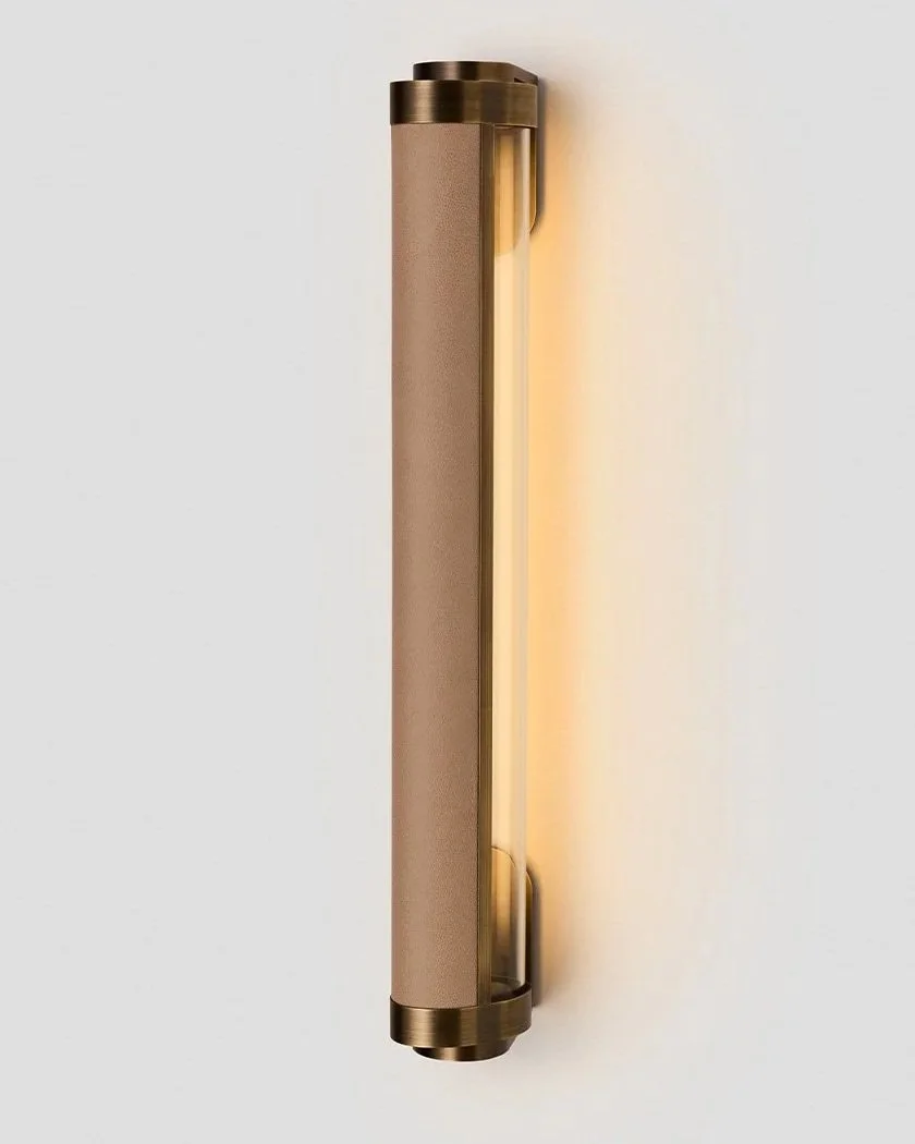 SWIVEL SINGLE SCONCE - MEDIUM - BRONZE / NOUGAT LEATHER INLAY