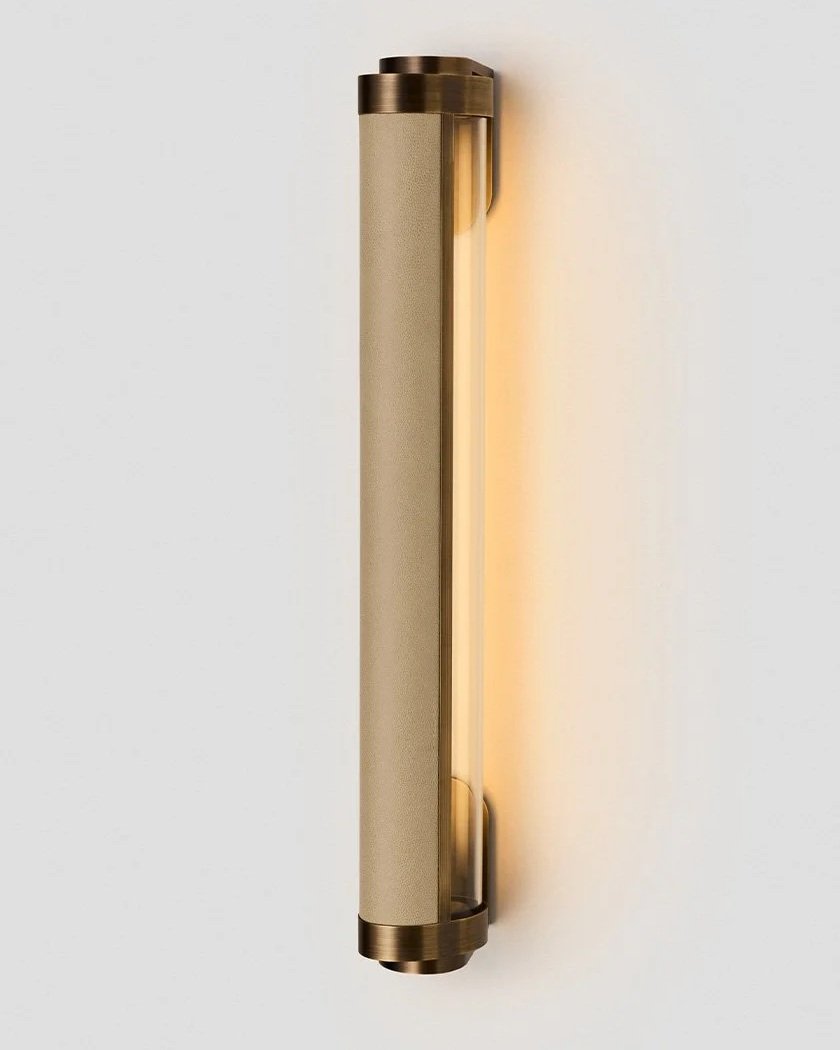 SWIVEL SINGLE SCONCE - MEDIUM - BRONZE / TITANIUM LEATHER INLAY