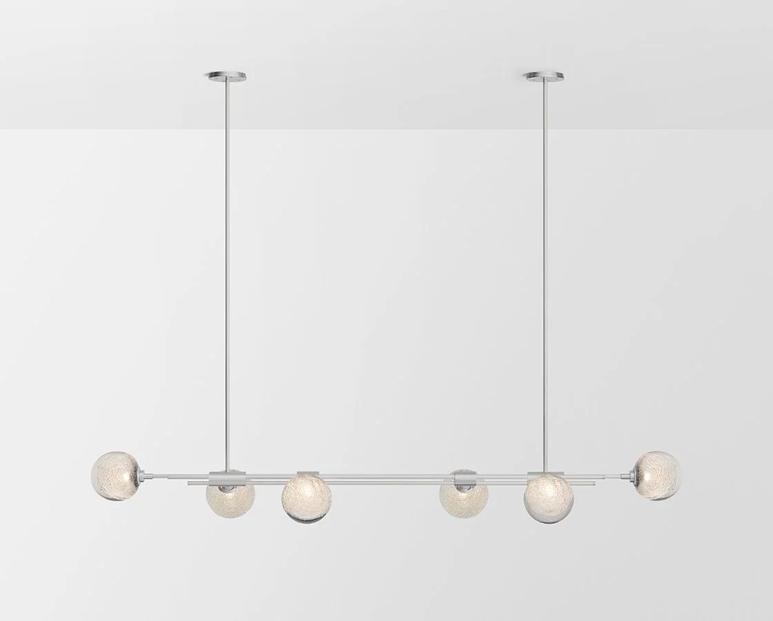 TRILOGY HORIZONTAL 6 BALL PENDANT - SATIN NICKEL / FIZI