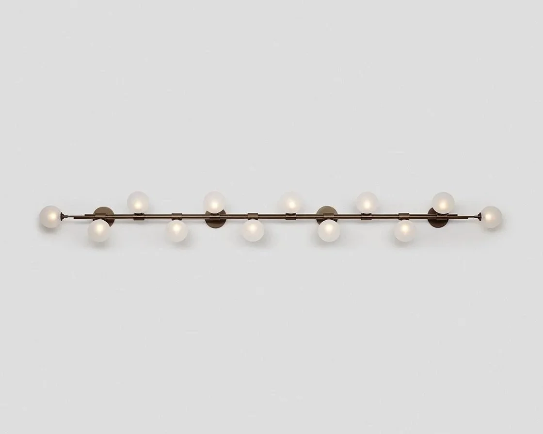 TRILOGY 12 BALL HORIZONTAL WALL SCONCE - BRONZE / SNOW