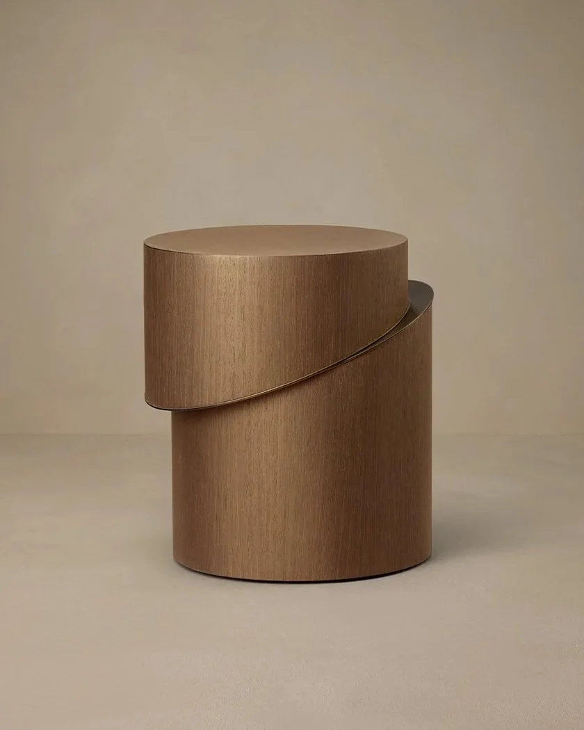 SLIP SIDE TABLE - WALNUT VENEER / BRONZE DETAIL