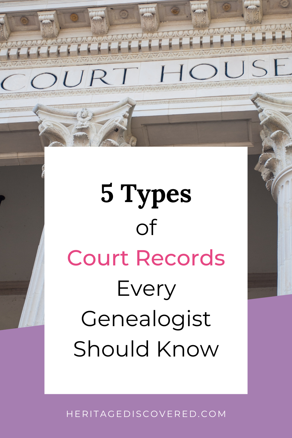 Front of courthouse with column and ornate ceiling. 5 Types of Court Records Every Genealogist Should Know heritagediscovered.com