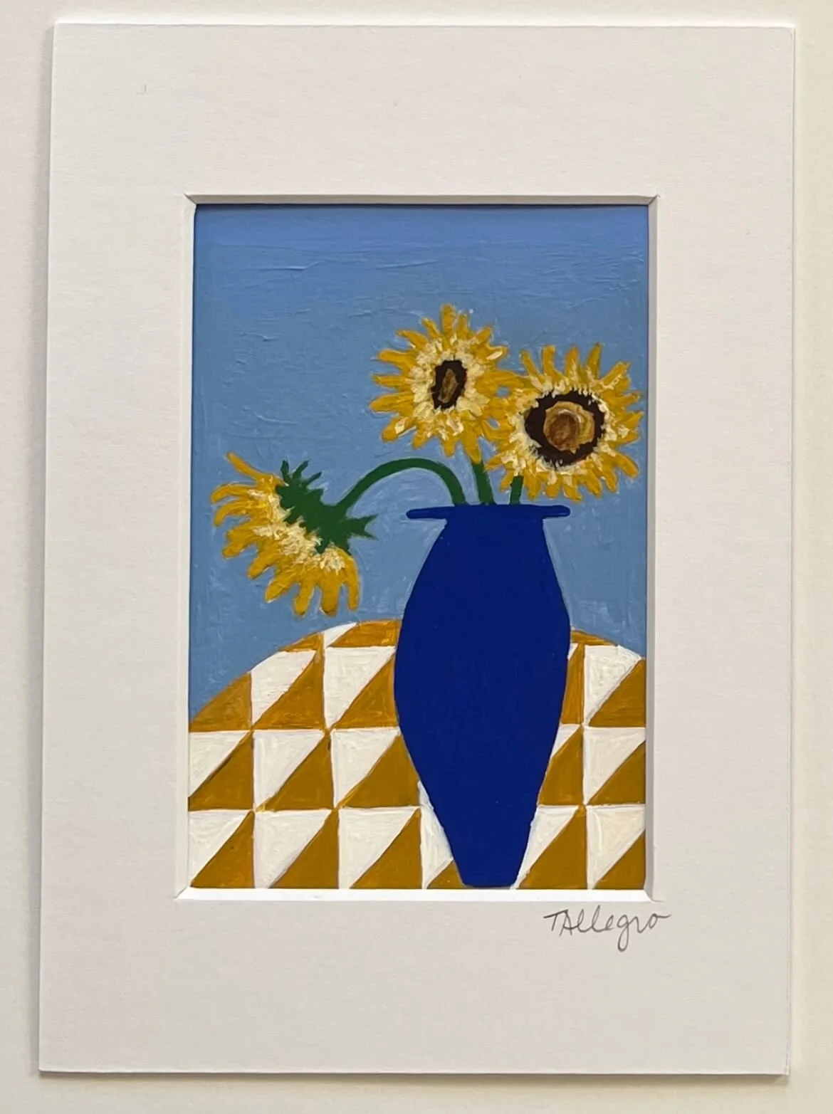 Sunflowers On A Checkered Tablecloth