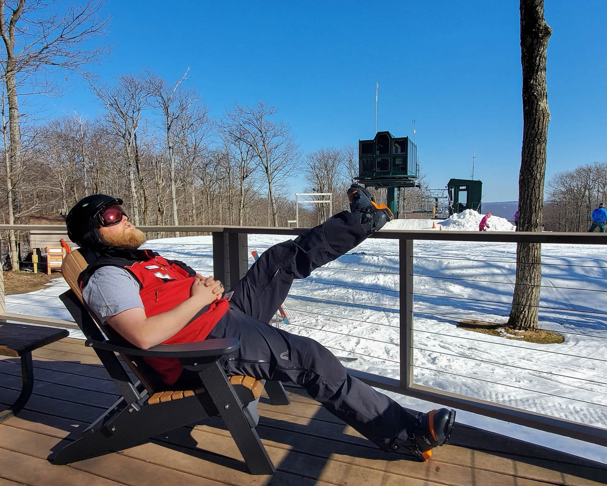 ski patroller resting after hard day