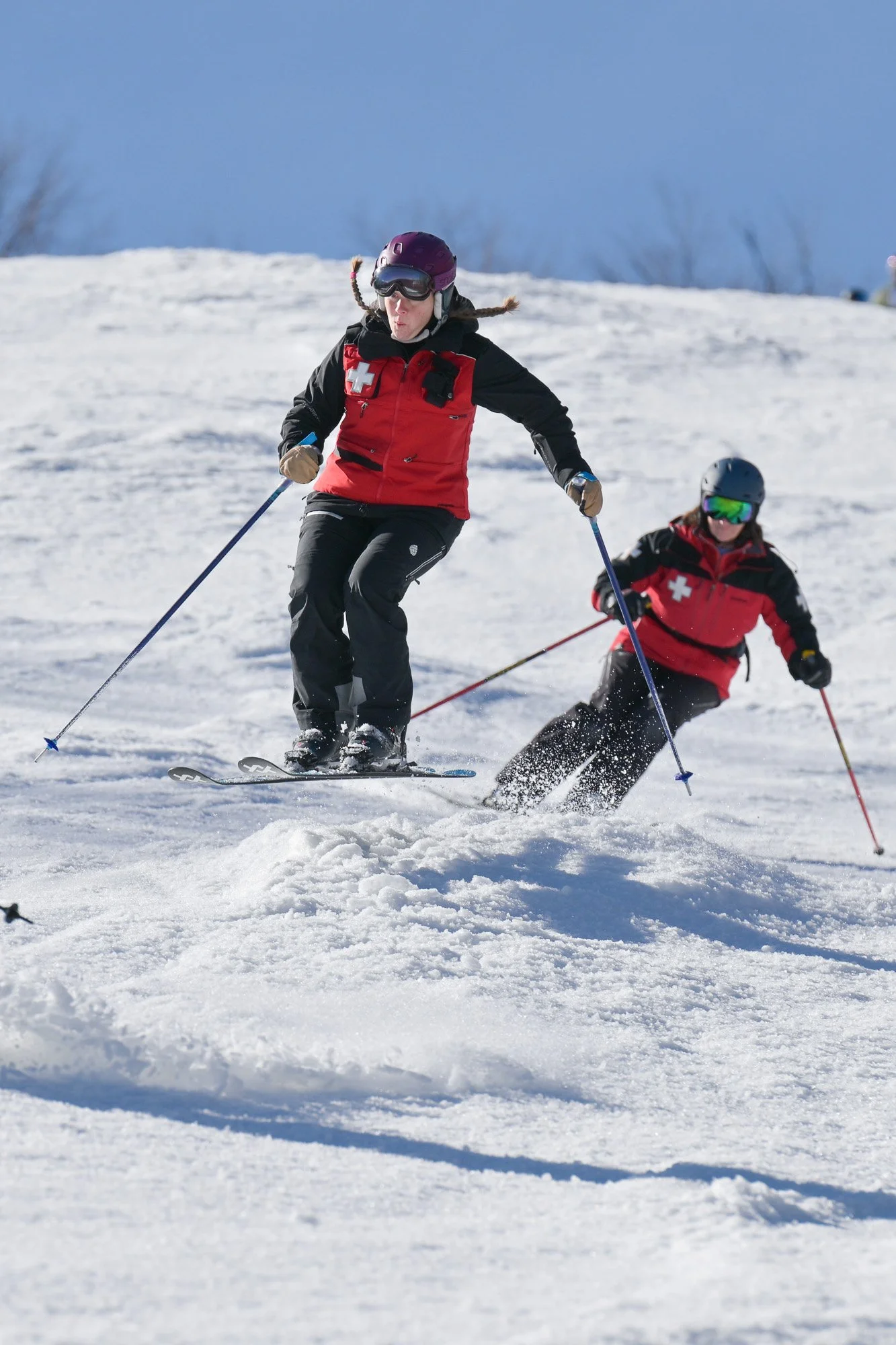 ski patroller jumping