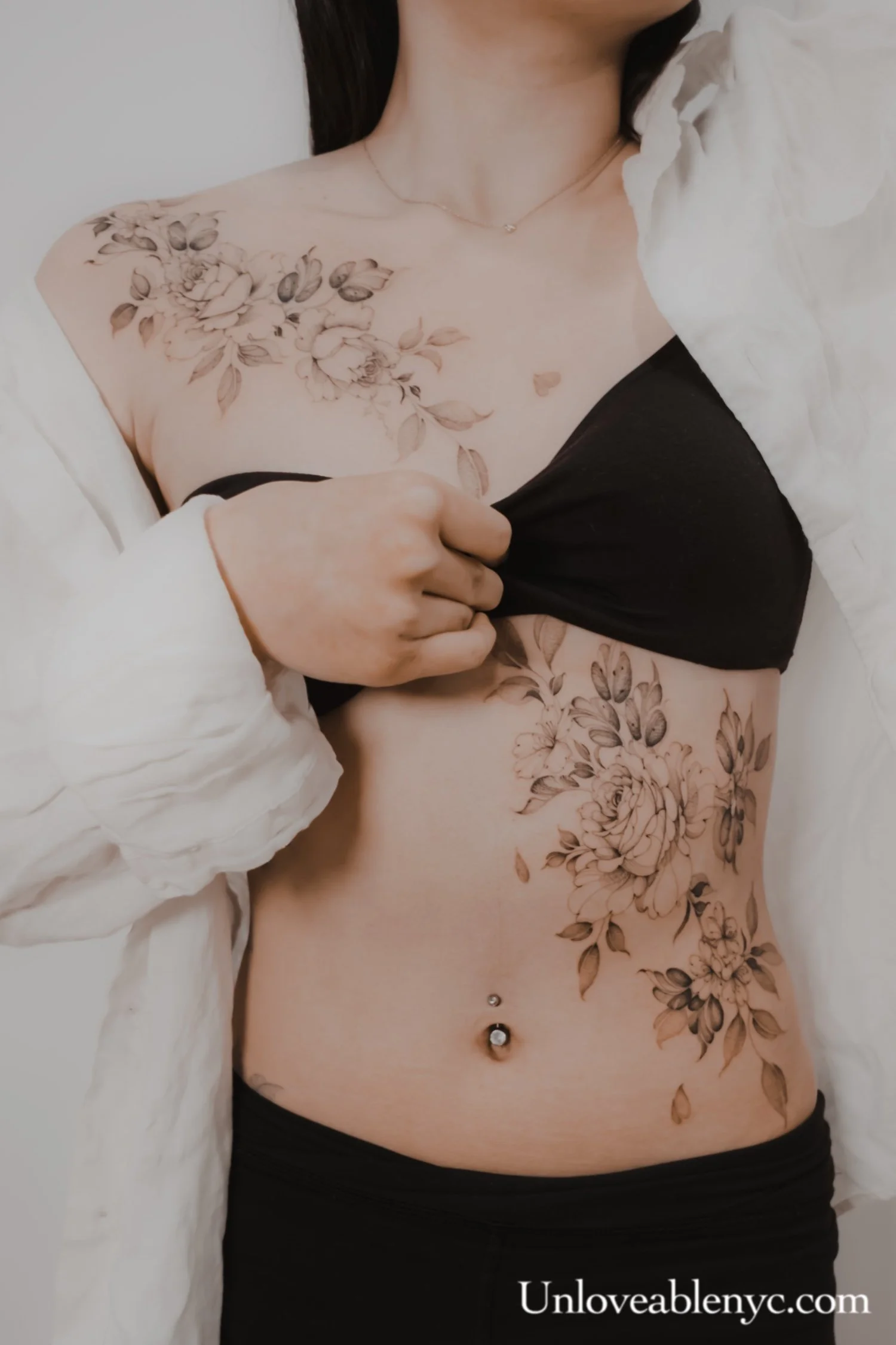 Fine line tattoo artist Brooklyn NY, Black and grey floral flower tattoos, Elegant floral tattoos, Soft detailed tattoos, Delicate floral tattoos NYC, Delicate Minimalist floral tattoos, Fine line botanical tattoos, Custom fine line floral tattoos, B