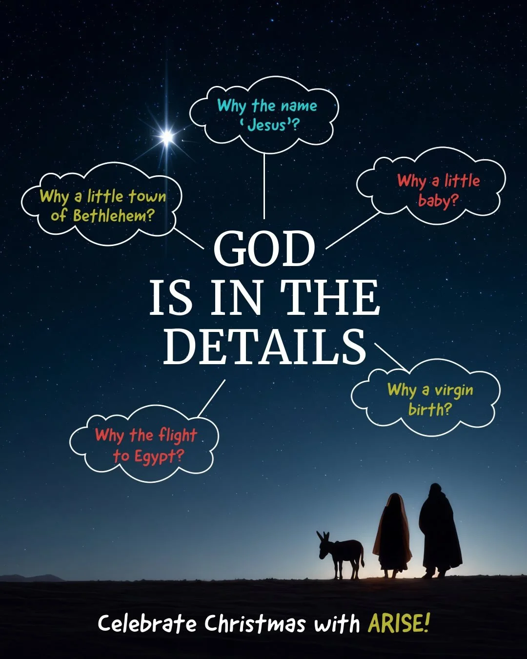 Visit ARISE Presbyterian Church this Christmas to discover why Jesus is worth all lights, and presents, and celebration! Our sermon series: &ldquo;God is in the Details&rdquo; will explore the meaning in the Christmas story.

Sunday, December 7 at 11