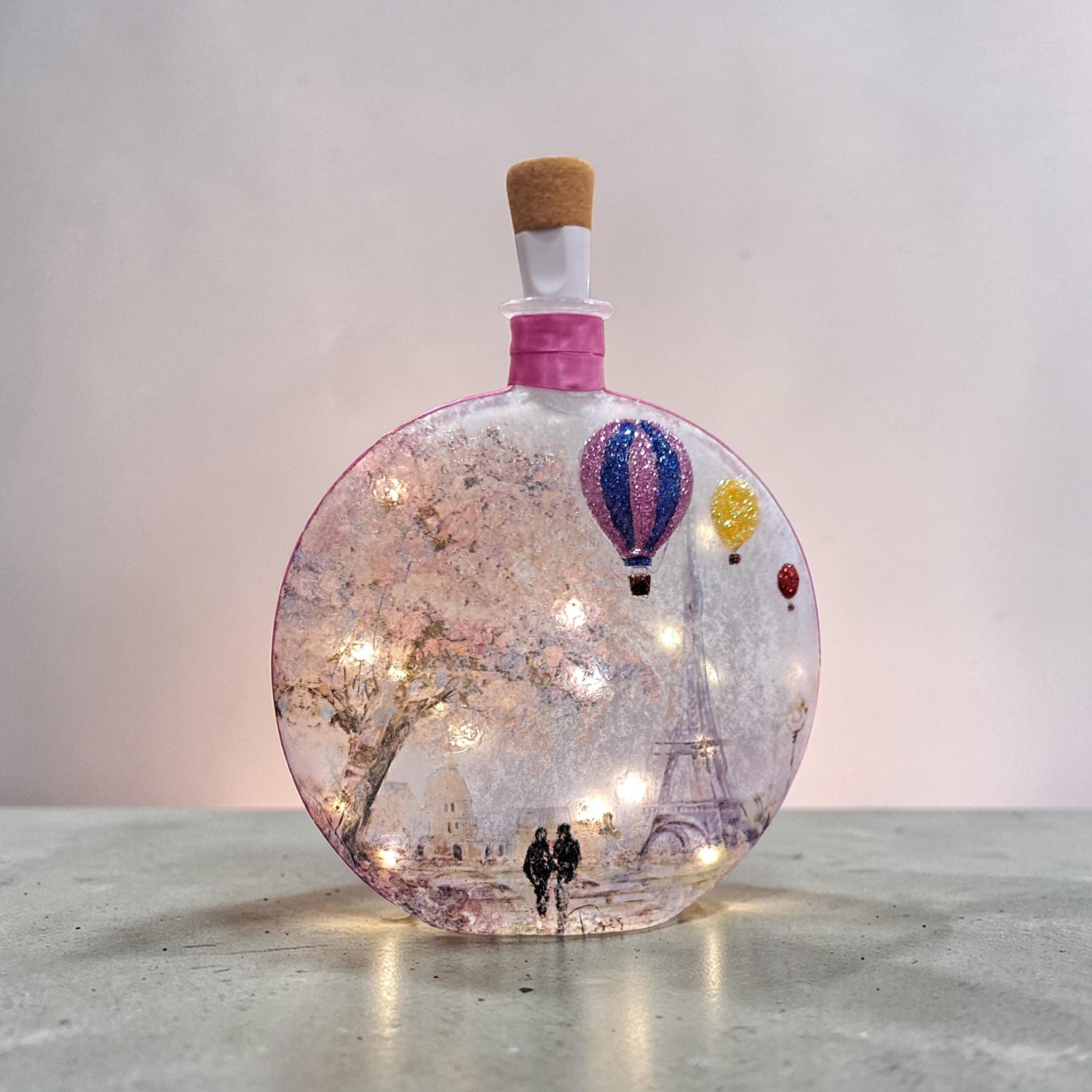 Balloons in Paris - Decoupage Bottle Light