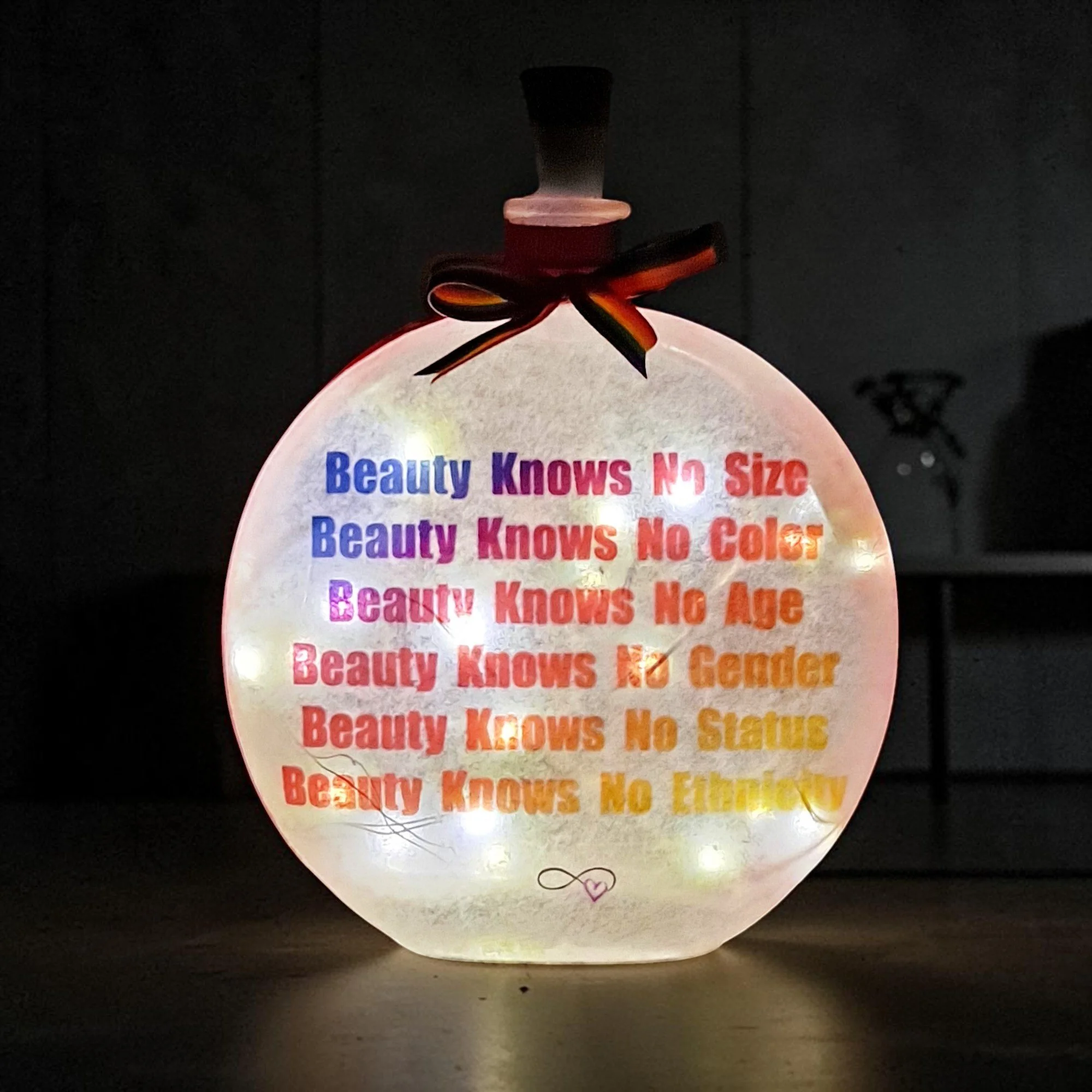 Beauty  knows no size - Decoupage Bottle Light