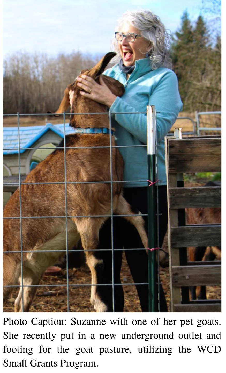 Suzanne goofy around with the goats at Flower Feather Farm, the best AirBNB near Bellingham