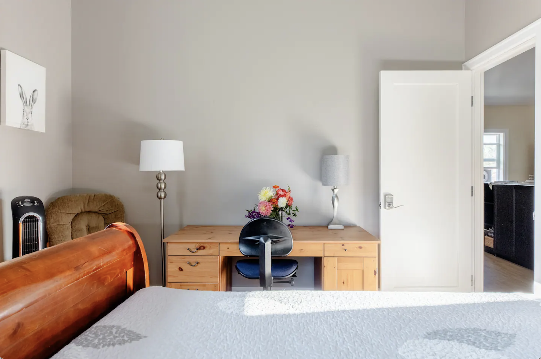Grey Guest Room at Flower Feather Farm, the best AirBNB near Bellingham