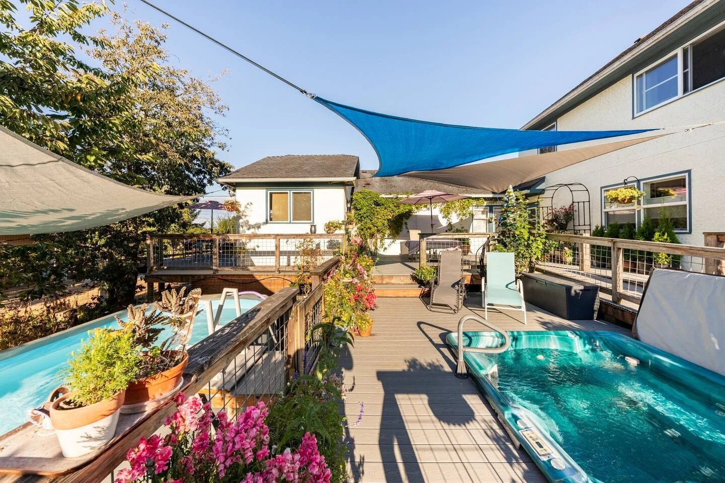 Hot tub and pool at Flower Feather Farm, the best AirBNB near Bellingham