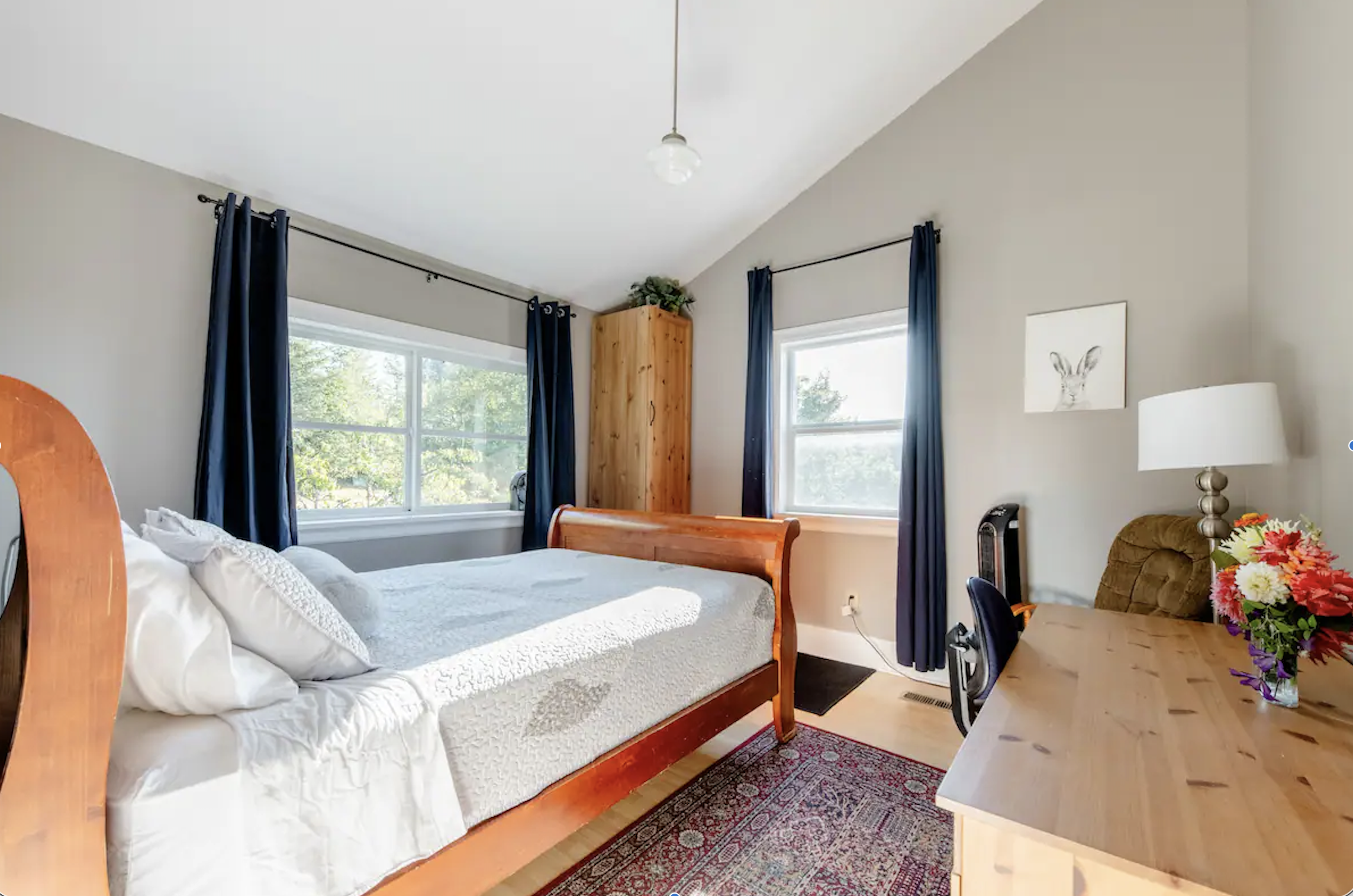 Grey Guest Room at Flower Feather Farm, the best AirBNB near Bellingham