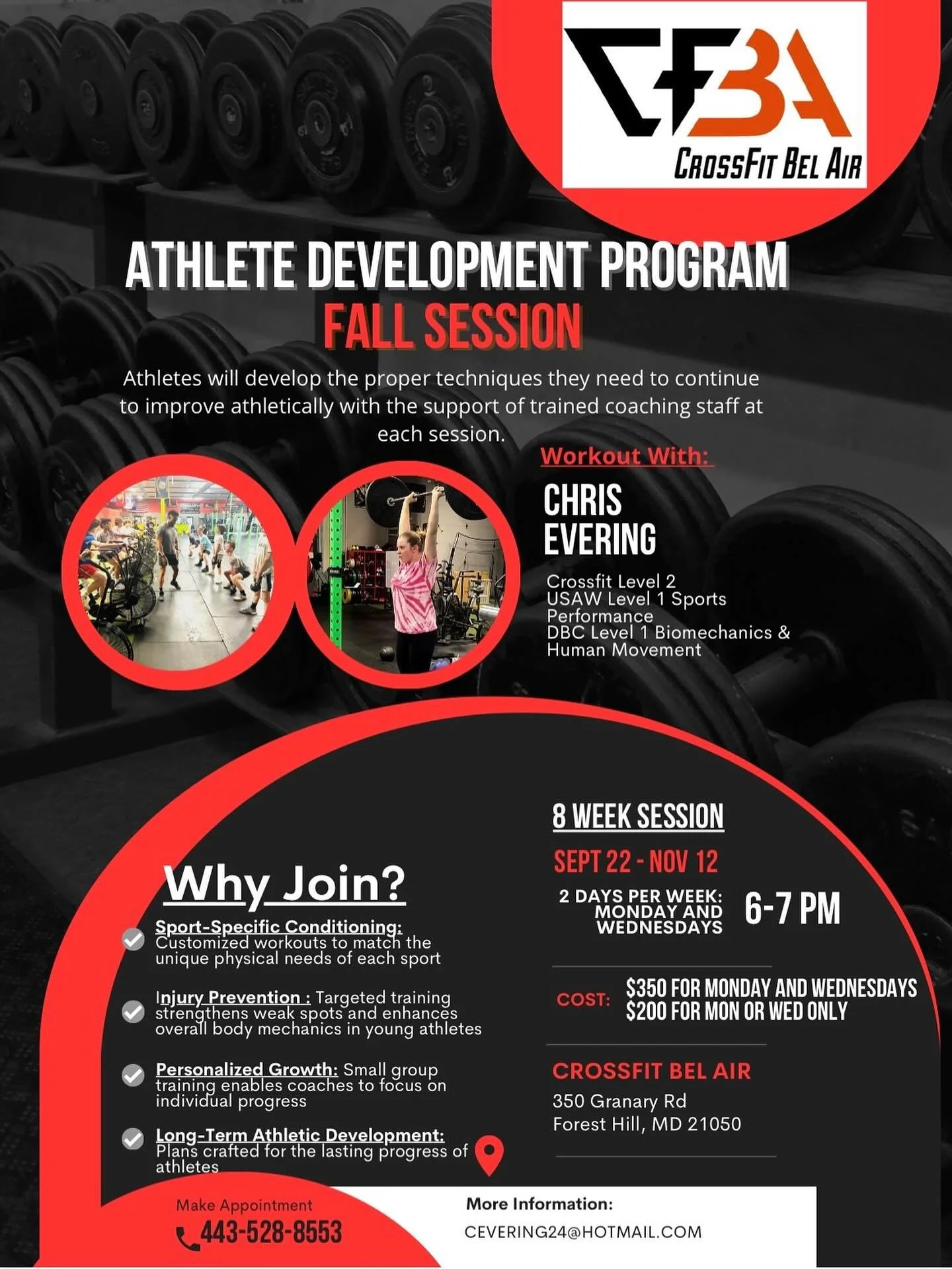First Session Sept 22nd at 6pm!

Are you looking to help your athlete become faster and stronger&mdash;both in and out of season?

At our Youth Athletic Development Program, our goal is to help athletes learn and master foundational movements that wi
