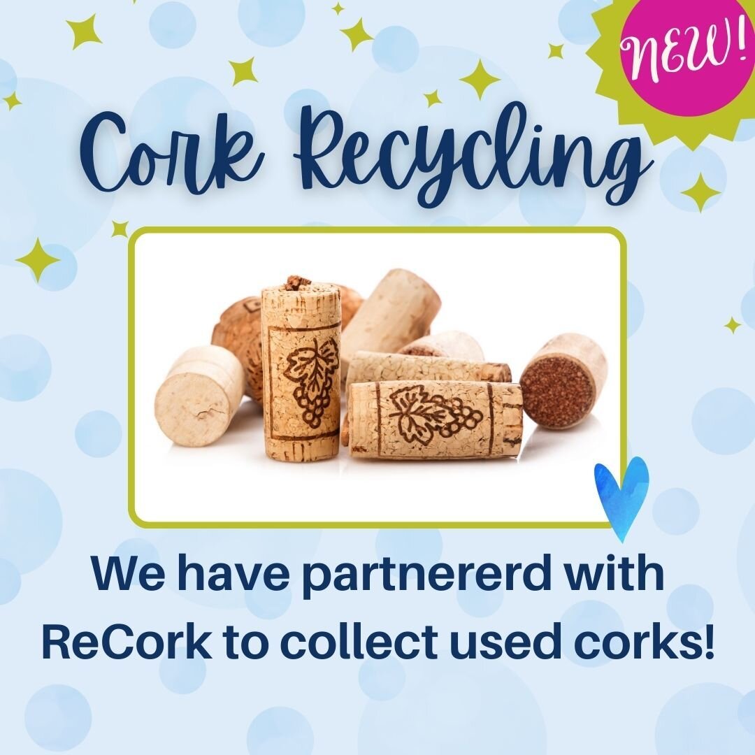 Exciting news, we are now collecting corks in our Hard to Recycle section! We have partnered with @recorkofficial, the largest recycler of natural corks in North America. They have recycled over 130 million corks to date! Recork grinds up corks to cr